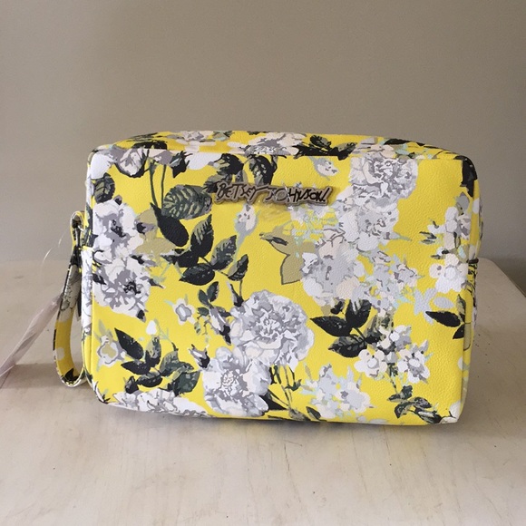 Betsey Johnson Handbags - (Betsey Johnson) Yellow floral travel/cosmetic bag